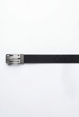 Men’s Tomato Store Industrial Web Belt Brushed Metal Cutout Buckle Structured Frame Design