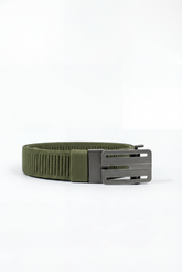 Men’s Tomato Store Industrial Web Belt Brushed Metal Cutout Buckle Structured Frame Design