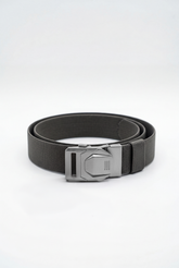 Men’s Tomato Store Tech Web Belt Sculpted Metal Buckle Geometric Plate Detail Precision