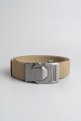 Men’s Tomato Store Tech Web Belt Sculpted Metal Buckle Geometric Plate Detail Precision