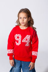 Girl's Melton Slim Fit Printed Crew Neck Sweatshirt