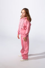 Girl's Slim Fit Two-Piece Tracksuit Set Milton Fabric With Front Kangaroo Pockets Daily Wear Outfit