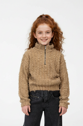 سويت شيرت برقبة عالية بنصف سحاب وقصة Slim Fit للبنات