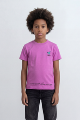 Boy's Tomato Store Minimal Graphic T-Shirt Small Chest Artwork Subtle Text Hem Detail