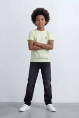 Boy's Tomato Store Minimal Graphic T-Shirt Small Chest Artwork Subtle Text Hem Detail