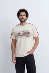 Men’s Tomato Store Vintage Statement T-Shirt Contrast Shoulder Tape Detail Retro Typography