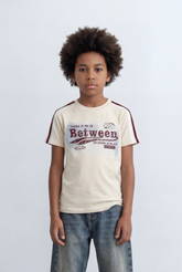 Boy's Tomato Store Graphic T-Shirt Contrast Shoulder Tape Detail Vintage Typography Print