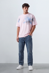 Men’s Tomato Store Airbrush Memory Oversize T-Shirt Soft Cloud Wash Across The Body With Abstract Scratch Sketch Small Quote Print