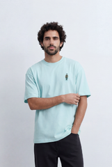 Men’s Tomato Store Back Graphic T-Shirt Minimal Vertical Artwork Placement Clean Oversized Streetwear Fit