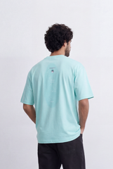Men’s Tomato Store Back Graphic T-Shirt Minimal Vertical Artwork Placement Clean Oversized Streetwear Fit