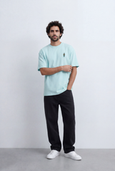 Men’s Tomato Store Back Graphic T-Shirt Minimal Vertical Artwork Placement Clean Oversized Streetwear Fit