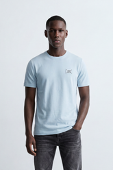 Men's Tomato Store T-Shirt Minimal Tomato Chest Logo Slim Fit Round Neck