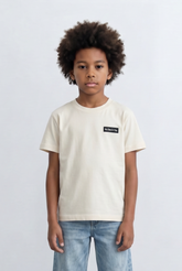 Boy's Tomato Store Minimal Badge T-Shirt Small Chest Label Detail Clean Front Design