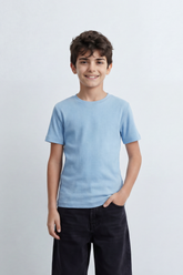Boy's Tomato Store T-Shirt With Fine Combed Knit Surface Plain Dyed Finish Minimal Unprinted Front
