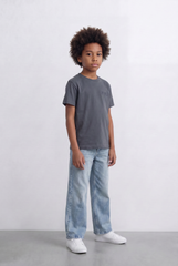 Boy's Tomato Store Embroidered Logo T-Shirt Tonal Chest Detail Minimal Everyday Design