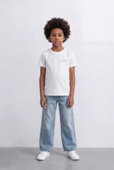 Boy's Tomato Store Embroidered Logo T-Shirt Tonal Chest Detail Minimal Everyday Design