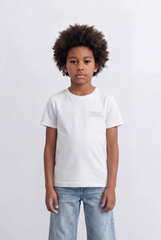Boy's Tomato Store Embroidered Logo T-Shirt Tonal Chest Detail Minimal Everyday Design