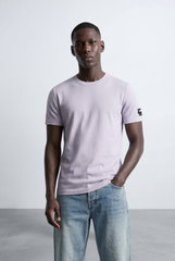 Men’s Ribbed Crew Neckline Tomato Store Signature Shoulder Patch Short Sleeves T-Shirt