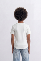 Boy's Tomato Store Ribbed Basic T-Shirt Vertical Texture Finish Stretch Comfort Fabric Slim Fit