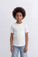 Boy's Tomato Store Ribbed Basic T-Shirt Vertical Texture Finish Stretch Comfort Fabric Slim Fit