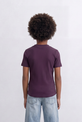 Boy's Tomato Store Ribbed Basic T-Shirt Vertical Texture Finish Stretch Comfort Fabric Slim Fit