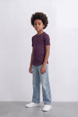 Boy's Tomato Store Ribbed Basic T-Shirt Vertical Texture Finish Stretch Comfort Fabric Slim Fit