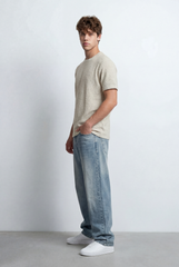 Men’s Tomato Store Knit Texture Open Weave Surface Breathable Elevated Everyday T-Shirt Short Sleevs Round Neck