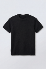 Men’s Tomato Store Knit Texture Open Weave Surface Breathable Elevated Everyday T-Shirt Short Sleevs Round Neck