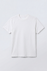 Men’s Tomato Store Knit Texture Open Weave Surface Breathable Elevated Everyday T-Shirt Short Sleevs Round Neck