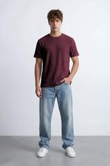 Men’s Tomato Store Knit Texture Open Weave Surface Breathable Elevated Everyday T-Shirt Short Sleevs Round Neck