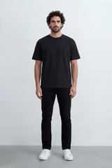 Men’s Tomato Store Debris Splash Back Print T-Shirt Texture Solid Dyed Surface Front Minimal Finish Large Back Typography Relaxed Fit