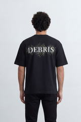 Men’s Tomato Store Debris Splash Back Print T-Shirt Texture Solid Dyed Surface Front Minimal Finish Large Back Typography Relaxed Fit