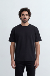 Men’s Tomato Store Debris Splash Back Print T-Shirt Texture Solid Dyed Surface Front Minimal Finish Large Back Typography Relaxed Fit