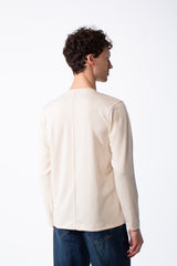 Men's Long Sleeve Smooth Knit Ribbed Crew Neck Versatile Modern Look Basic T-Shirt