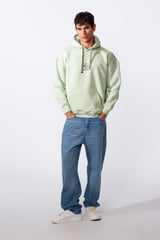 Men's Oversized Melton Text Print Everyday Hood Sweatshirt