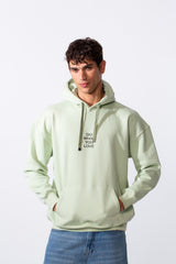 Men's Oversized Melton Text Print Everyday Hood Sweatshirt