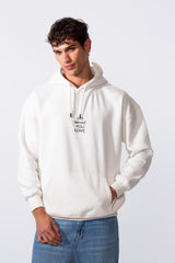 Men's Oversized Melton Text Print Everyday Hood Sweatshirt