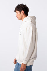 Men's Oversized Melton Text Print Everyday Hood Sweatshirt