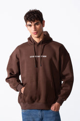 Men's Oversize Back Graphic Print Melton Hood Sweatshirt