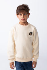 Boy's Melton Oversize Front Yes Print Round Neck Sweatshirt