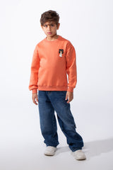 Boy's Melton Oversize Front Yes Print Round Neck Sweatshirt