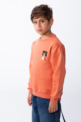 Boy's Melton Oversize Front Yes Print Round Neck Sweatshirt