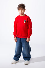 Boy's Melton Oversize Front Yes Print Round Neck Sweatshirt