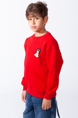 Boy's Melton Oversize Front Yes Print Round Neck Sweatshirt