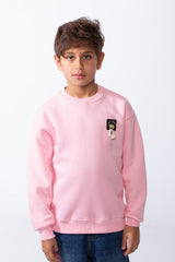 Boy's Melton Oversize Front Yes Print Round Neck Sweatshirt