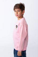 Boy's Melton Oversize Front Yes Print Round Neck Sweatshirt