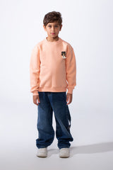 Boy's Melton Oversize Front Yes Print Round Neck Sweatshirt