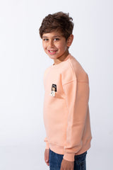 Boy's Melton Oversize Front Yes Print Round Neck Sweatshirt