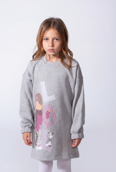Girls’ Oversized Long-Sleeve With Comfortable Crew Neck Dropped Shoulders Playful Graphic Print Cozy Casual Modern Melton Sweatshirt