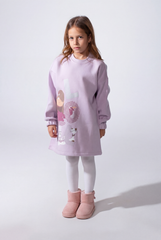 Girls’ Oversized Long-Sleeve With Comfortable Crew Neck Dropped Shoulders Playful Graphic Print Cozy Casual Modern Melton Sweatshirt